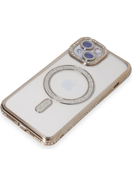 iPhone 15 Kılıf Joke Simli Magneticsafe Kılıf - Gold - LORCE6209-1253 modelleri