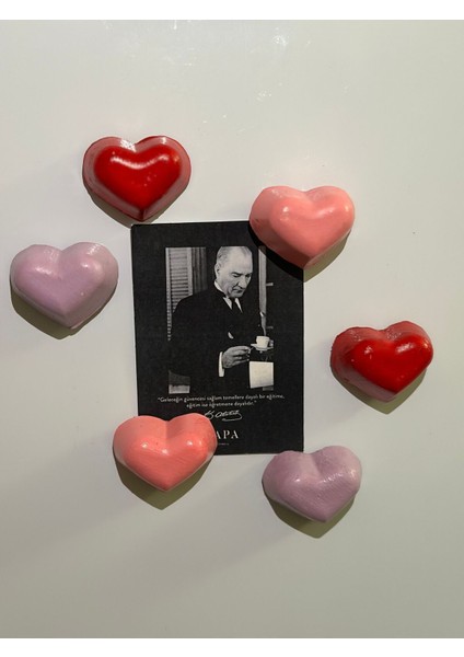 Gözdehobi Buzdolabı Magneti - Sevgililer Günü Hediyesi - 6’lı Rengarenk Kalp Magnet Hediyelik