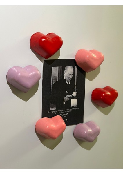 Gözdehobi Buzdolabı Magneti - Sevgililer Günü Hediyesi - 6’lı Rengarenk Kalp Magnet Hediyelik modelleri