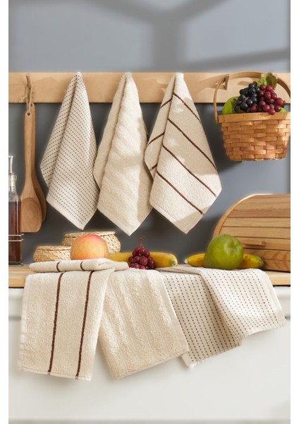 Şilay Home Sophia Bej 6'lı 30X50CM Mutfak Havlusu, Şık ve Kullanışlı Mutfak Aksesuarı