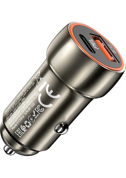 Hoco Z46A PD20W+QC3.0 Usb+Type-C Giriş Araç Içi Çakmaklık Hızlı Şarj Aleti-( - LORCE9182-83 modelleri