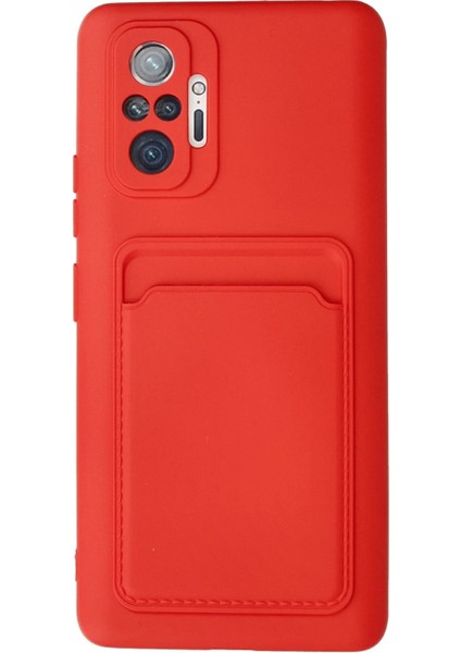 Xiaomi Redmi Note 10 Pro Kılıf Kelvin Kartvizitli Silikon - Kırmızı - LORCE4717-9465