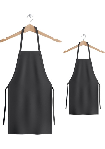 Siyah Sıvı Geçirmez Duck Kumaş Anne Kız Mutfak Aşçı Önlüğü