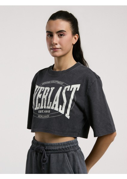 Authentic Boxing Wmn Antrasit Kadın Crop Tişört modelleri