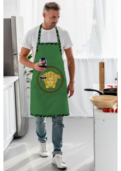 Yeşil Medusa Tasarımlı Mutfak Önlüğü, Şık ve Kullanışlı Mutfak Aksesuarı