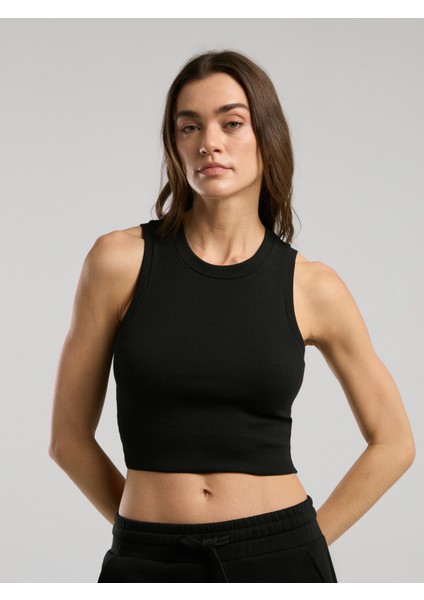 Ever Relaxed Rib Siyah Kadın Thick-Strapped Atlet