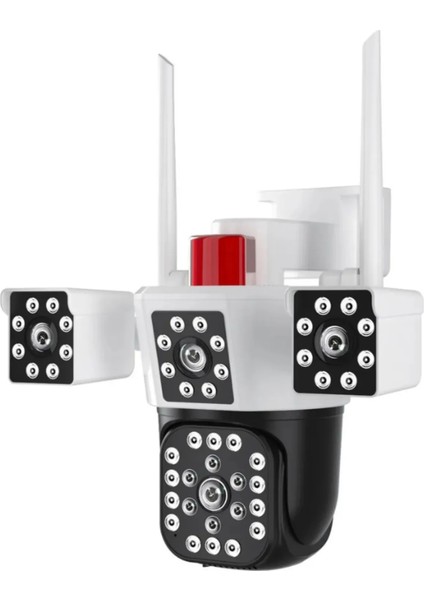 Çift Kameralı Hareket Takipli Gece Sensörlü Çift Siren Su Geçirmez Onvif Wifi Ip Kamera