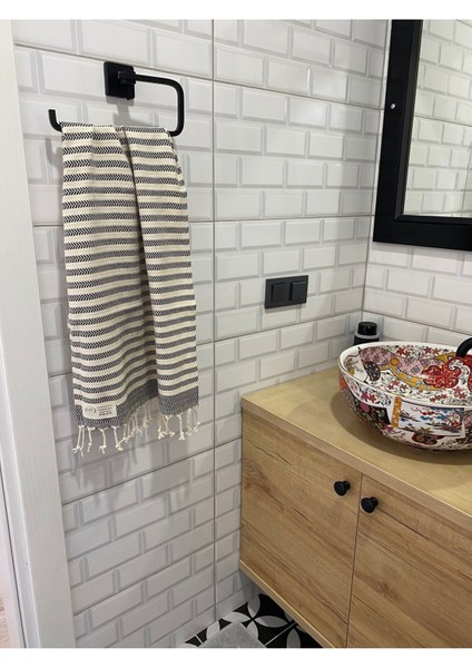 Gri 2'li Pamuk Peşkir Kurulama Bezi, 45X90 Cm, El Dokuma Set modelleri