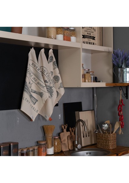 3'lü Mutfak Havlusu Seti, Dekoratif ve Özel Tasarım, 40X60CM Bej fiyatları