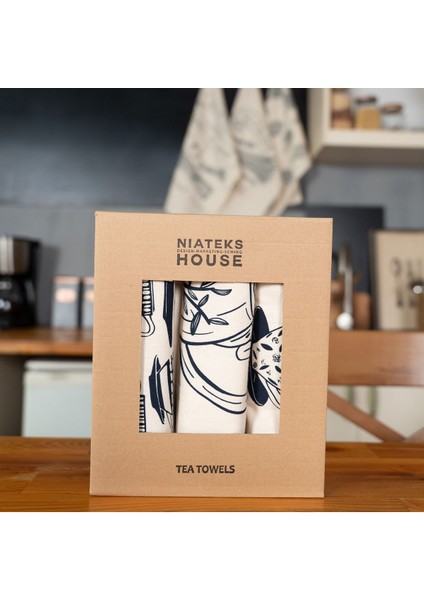 3'lü Mutfak Havlusu Seti, Dekoratif ve Özel Tasarım, 40X60CM Bej modelleri