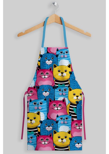 Çok Renkli Kedi Temalı Mutfak Önlüğü, Şık ve Kullanışlı Tasarım fiyatları
