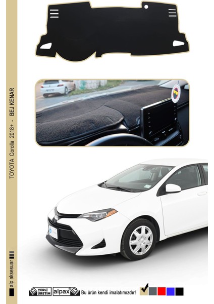 Corolla Torpido Koruyucu 2018 ve Üzeri Modele Özel Üretim - Kenarı Bej