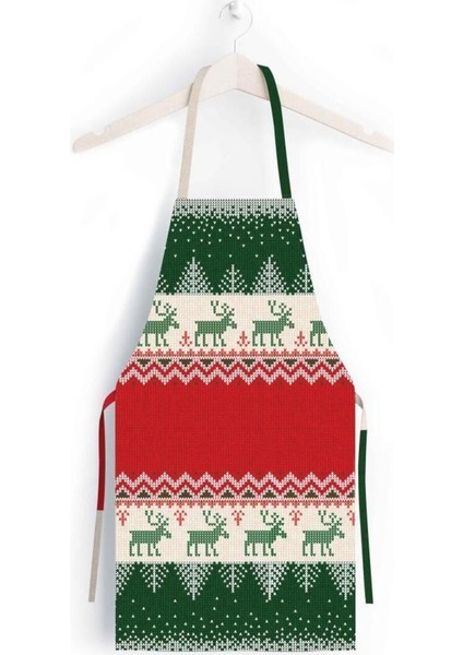 Yılbaşı Temalı Renkli Mutfak Önlüğü, Italyan Geyiği Deseni