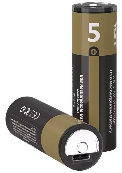 USB Type-C Şarjlı Aa Pil 1.5V | 1000+ Kez Şarj Edilebilir Lityum Pil | Kalem Pil (2’li Paket)