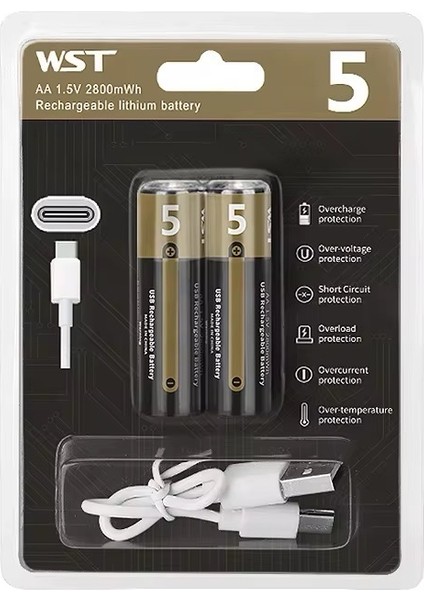 USB Type-C Şarjlı Aa Pil 1.5V | 1000+ Kez Şarj Edilebilir Lityum Pil | Kalem Pil (2’li Paket) modelleri