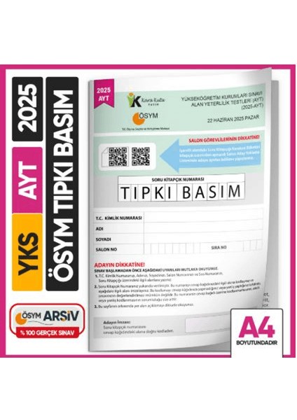 2025 Yks-Ayt Ösym Tıpkı Basım Çıkmış Soru Kitapçığı (Video Çözümlü Türkiye Geneli)