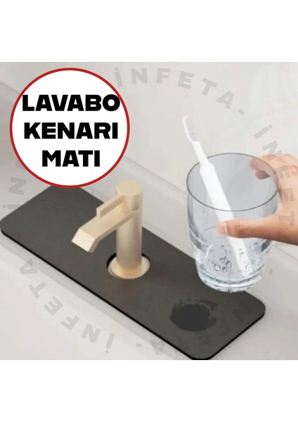 Sihirli Su Emici Lavabo Musluk Matı -Lavabo Kenarı Su Tutucu Sıçrama Önleyici Mat 38X13