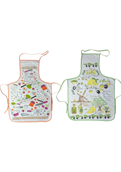 2'li Çok Renkli Sıvı Geçirmez Mutfak Önlüğü Seti