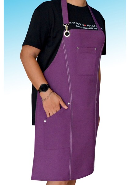 Mor Renkli Çok Fonksiyonlu Şık Önlük, Kullanışlı ve Dayanıklı Tasarım.