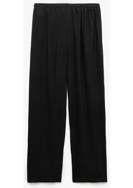 Yeni Sezon Beli Bağcıklı Geniş Paça Cepli Viskon Karışımlı Pantolon fırsatları