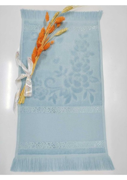 30X50 Petek Desenli Saçaklı Havlu - Canlı Petrol Mavisi