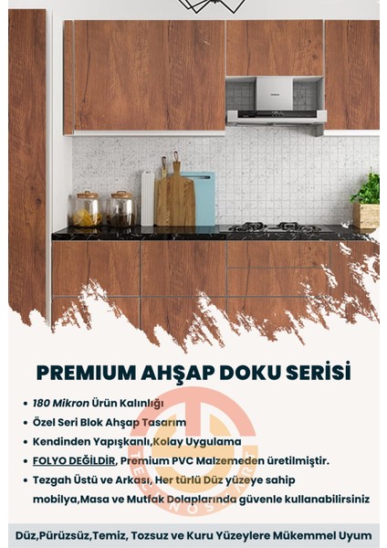 60CMX500CM Premium Kendinden Yapışkanlı Doğal Ahşap Görünümlü Pvc Kaplama fırsatları