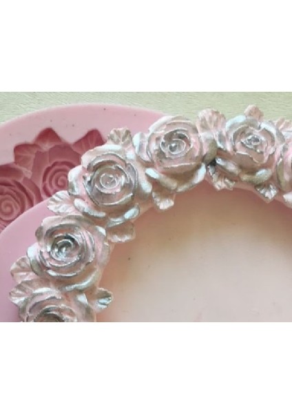 Gül Kabartmalı 16cm Yuvarlak Çerçeve Silikon Kalıp K-914 fırsatları