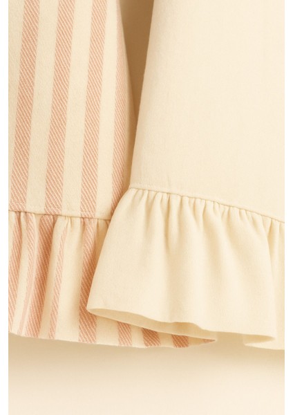 Fırfırlı 2’li Kurulama Bezi Seti Keten Çizgili Mutfak Havlusu, Pembe fiyatları