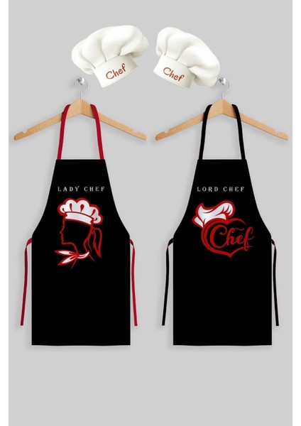 Ays Home Şef Ikili Mutfak Önlüğü Seti, Şapka ve Önlük, Siyah fiyatları