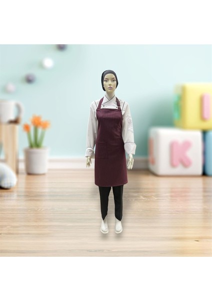 Bordo Aşçı Garson Mutfak Önlüğü, Şık ve Kullanışlı Mutfak Aksesuarı