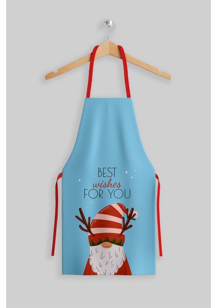 Mavi Noel Baba Yılbaşı Mutfak Önlüğü, Şık ve Neşeli Yılbaşı Dekoru Için Ideal