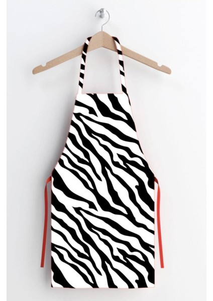 Savana Desenli Leke Tutmaz Mutfak Önlüğü Beyaz, Şık ve Pratik Kullanım Sağlar.