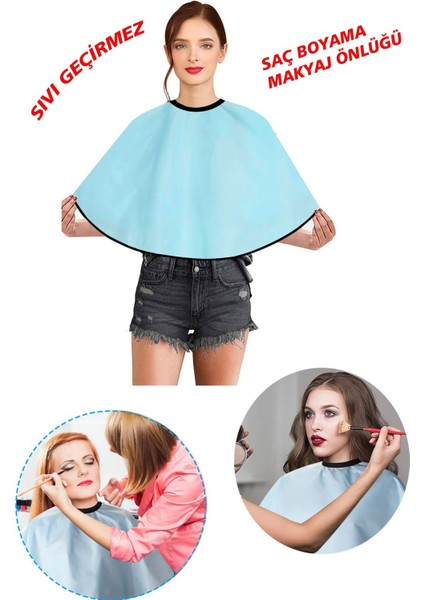 Mavi Su Geçirmez Makyaj ve Saç Kesim Önlüğü, Kuaför Kullanımı Için Ideal