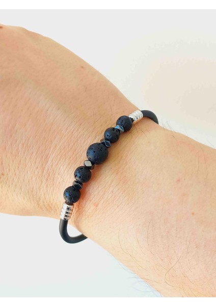 Lav Taşı ve Hematit Doğal Taş Bileklik