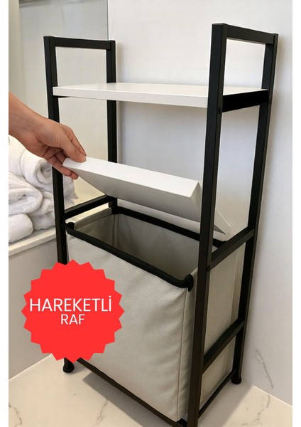 2 Raflı Çamaşır Sepeti Banyo Düzenleyici Raf Kirli Sepeti modelleri