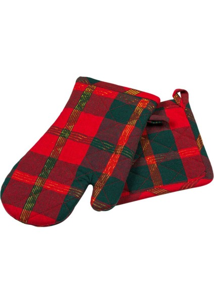 Kırmızı Ekose ve Sırma Temalı Fırın Eldiveni Seti 35X40 cm fiyatları