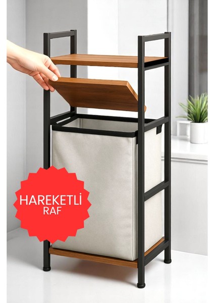 2 Raflı Çamaşır Sepeti Banyo Düzenleyici Raf Kirli Sepeti modelleri