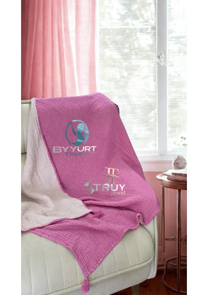 %100 Pamuk Müslin Koltuk Örtüsü Fuşya 120X220 - Fusya fırsatları