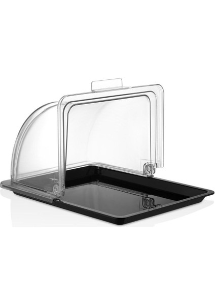 Menteşeli Kek ve Börek Fanusu, 2'li Polikarbon Plastik Set, Siyah