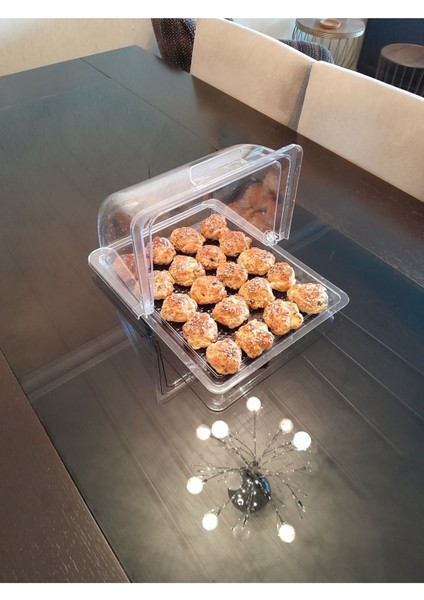 Menteşeli Kek ve Börek Fanusu, 2'li Polikarbon Plastik Set, Siyah modelleri