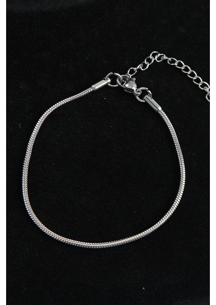 Bakımlı Erkek Için Silver Çelik Oval Italyan Stil Bileklik