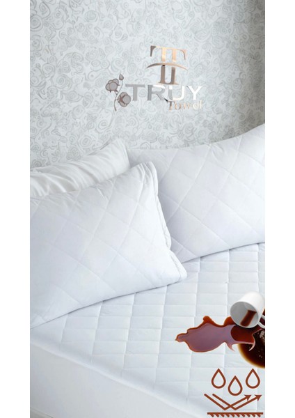 Kapitone Sıvı Geçirmez Yastık Alezi Beyaz 50X70 - Beyaz