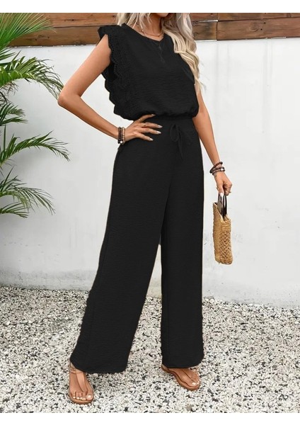 Kadın Kolsuz Bisiklet Yaka Aerobin Bluz ve Bağcıklı Pantolon fiyatları