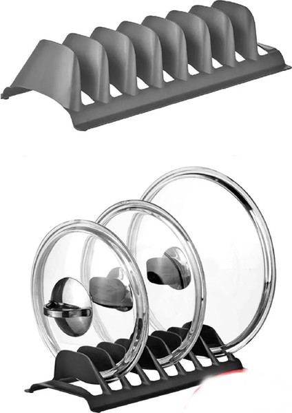 8 Bölmeli Tencere Kapak Rafı - Simple Tabaklık - Kapak Organizeri