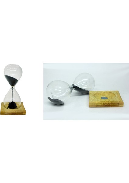 Mıknatıslı Manyetik Kum Saati Ahşap Standlı