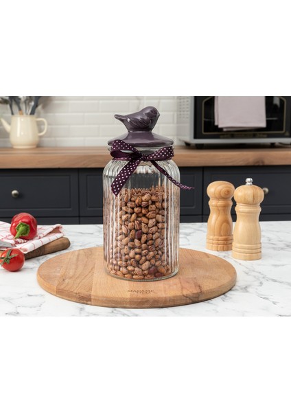 Kuşlu Kavanoz Silindir 1300ML