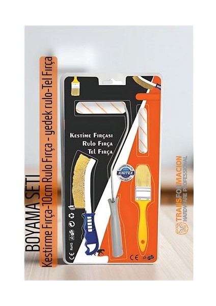 Boyama Seti - Kestirme Fırça -10CM Rulo Fırça - Yedek Rulo- Tel Fırça