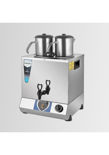 Gri Elektrikli Çift Demlikli Çay Makinesi Semaver 17 Lt, Demlikler Dahil