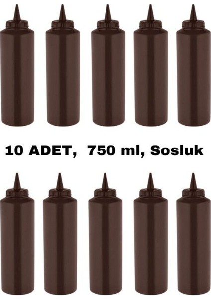 10 Adet, 750 Ml, Plastik Sosluk Seti, Ketçap, Mayonez, Hardal, Barbekü, Zeytinyağlık, Limonluk