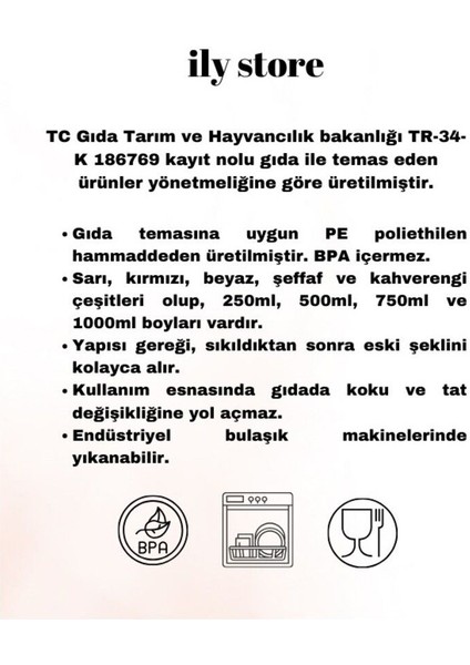 10 Adet, 750 Ml, Plastik Sosluk Seti, Ketçap, Mayonez, Hardal, Barbekü, Zeytinyağlık, Limonluk modelleri